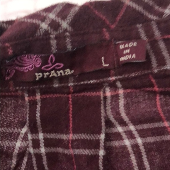 Burgundy/Wine Prana Button Down Flannel - Picture 6 of 8
